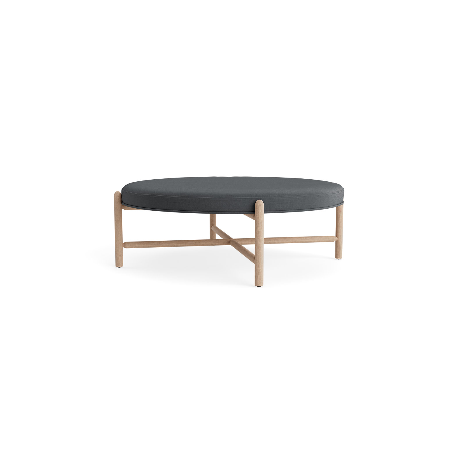 Vane 48" Round Ottoman, Charcoal, Oak