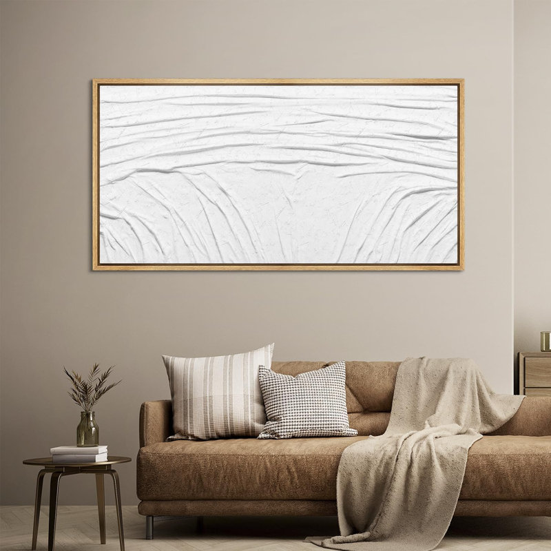 «White Abstract Elegant Minimalist», reproduction sur toile, H 30 po x l 60 po, Naturel