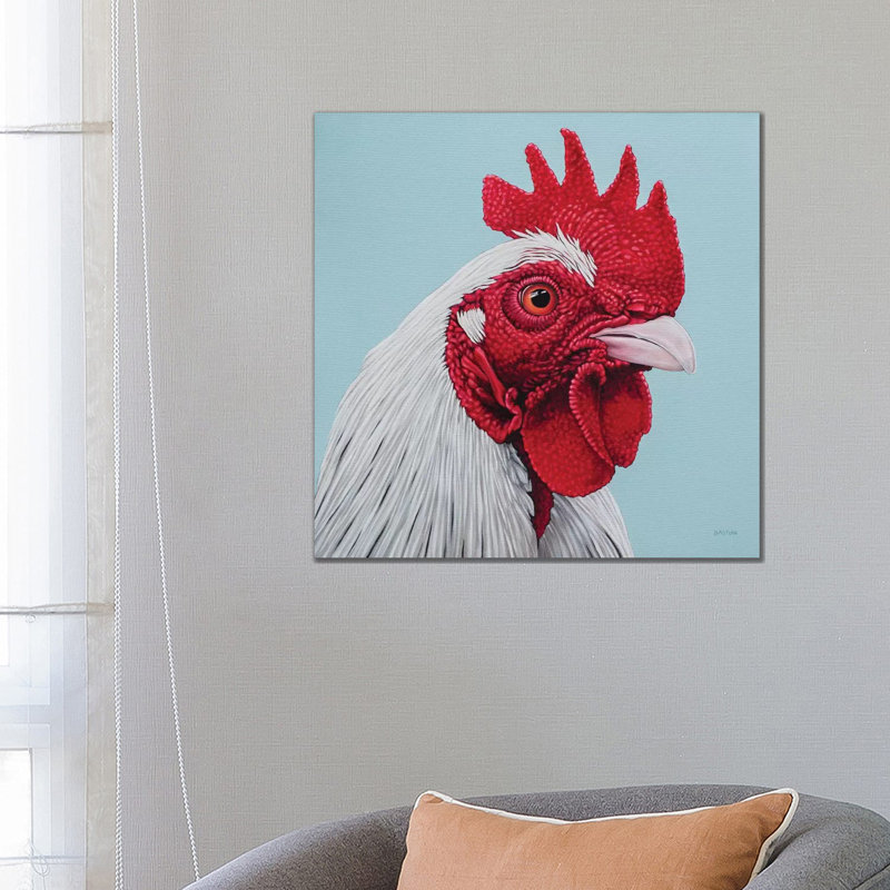 White Rooster by Clara Bastian - Wrapped Canvas Print, 66.04 cm H x 66.04 cm W x 1.91 cm D