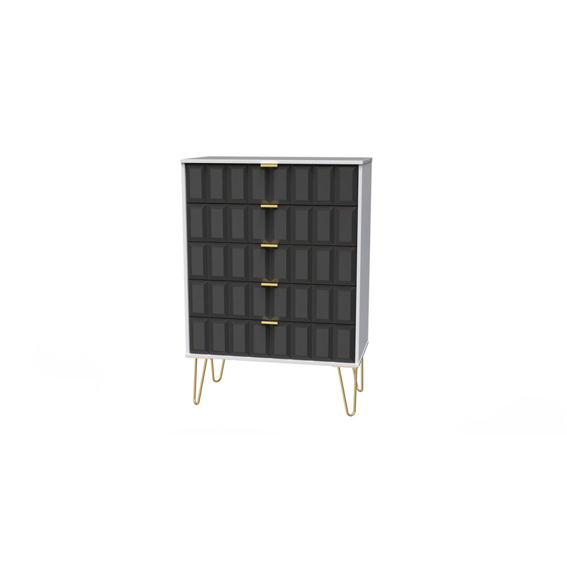 Allem 77cm W 5 - Drawer Chest of Drawers, Graphite/White