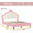 Bed Frame With Led Lights, Girls Full Bed With Princess Crown, Led Velvet Upholstered Platform Bed Frame With Adjustable Headboard, No Box Spring Needed-1395625741