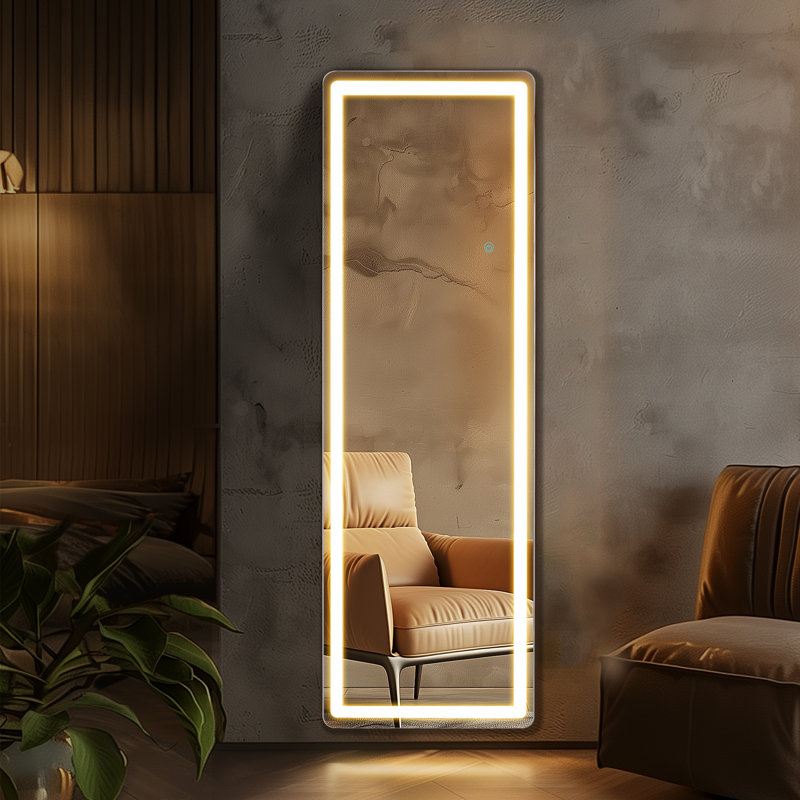 Miroir de plancher rectangulaire en métal Hameed, 60 po x 16 po