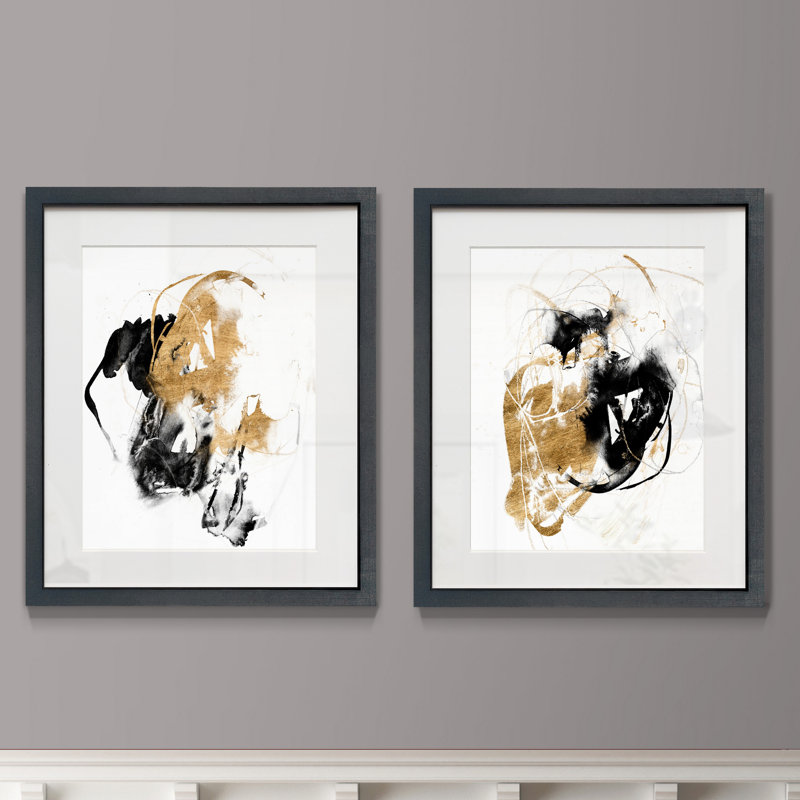 Black & Gold Splash II - 2 Piece Single Picture Frame Painting