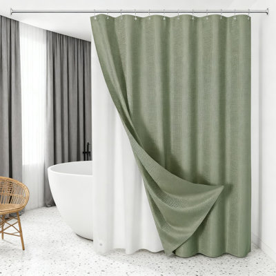 Ensemble de rideau de douche 3 en 1 avec doublure et 12 crochets en acier inoxydable, tissu imperméable et hydrofuge pour la salle de bain, lavable à la machine