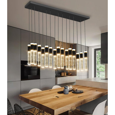 Lustre rectangulaire moderne en cristal 16 lumières DEL