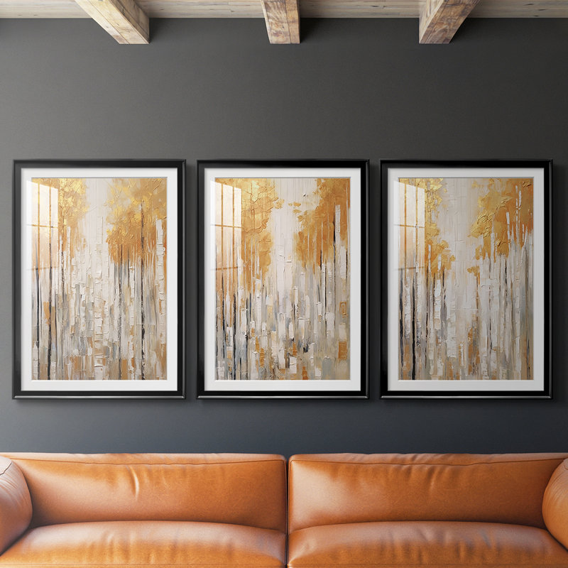 ABSTRACT Series CMXLII - Impression encadrée sur mesure de qualité supérieure - 3 pièces, Noir, H 30 po x l 63 po