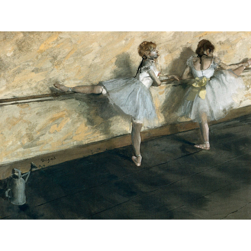 'Dancers Practicing at the Barre' by Edgar Degas - Wrapped Canvas Painting Print, 90cm H x 120cm W x 4cm D