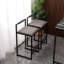 Ensemble de 2 tabourets de bar avec dossier et 2 chaises de bar rembourrées en cuir de polyuréthane avec repose-pieds-345987924