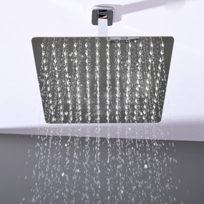 Bathroom Luxury Rain Mixer Combo Set Wall Mounted Rainfall Shower Head System Polished Chrome, (Contain Faucet Rough-In Valve Body And Trim)