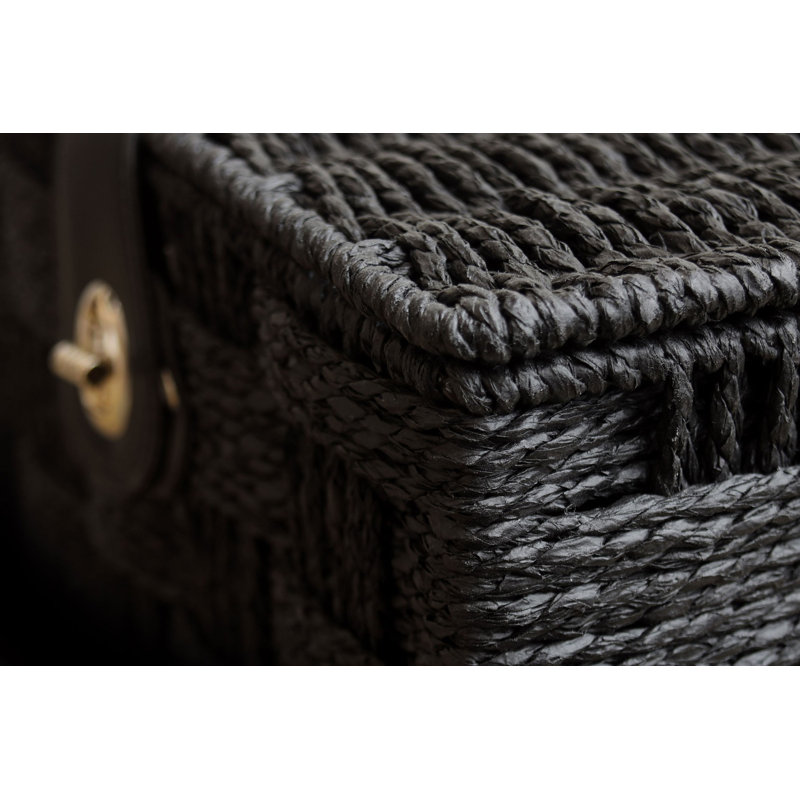 Paper Rope Gift Storage Hamper Basket, Black