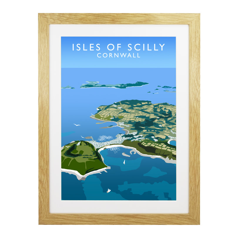 Isles Of Scilly by Richard O'Neil - Print, 43.5 cm H x 33.5 cm W x 2.2 cm D, Oak Wood Frame