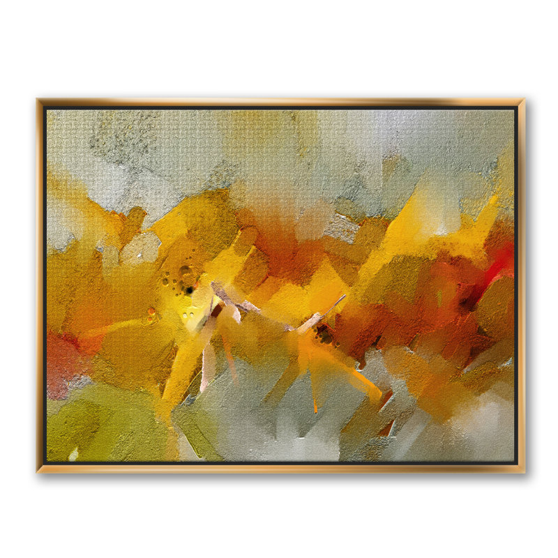 Coups de pinceau à l'huile - reproduction d'art sur toile, H 12 po x l 20 po x p 1 po, Toile encadrée d'or