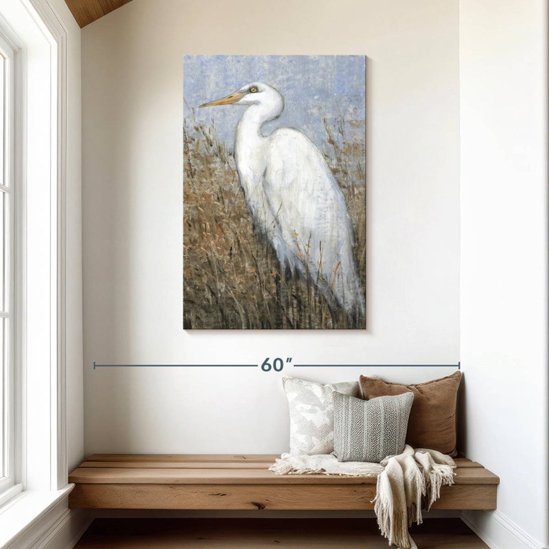 Brampt White Heron II, 45" H x 30" W