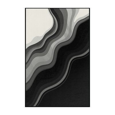 Soft Plush Mitsuwa Modern & Contemporary Ombre Area Rug in Grey – Black Binding