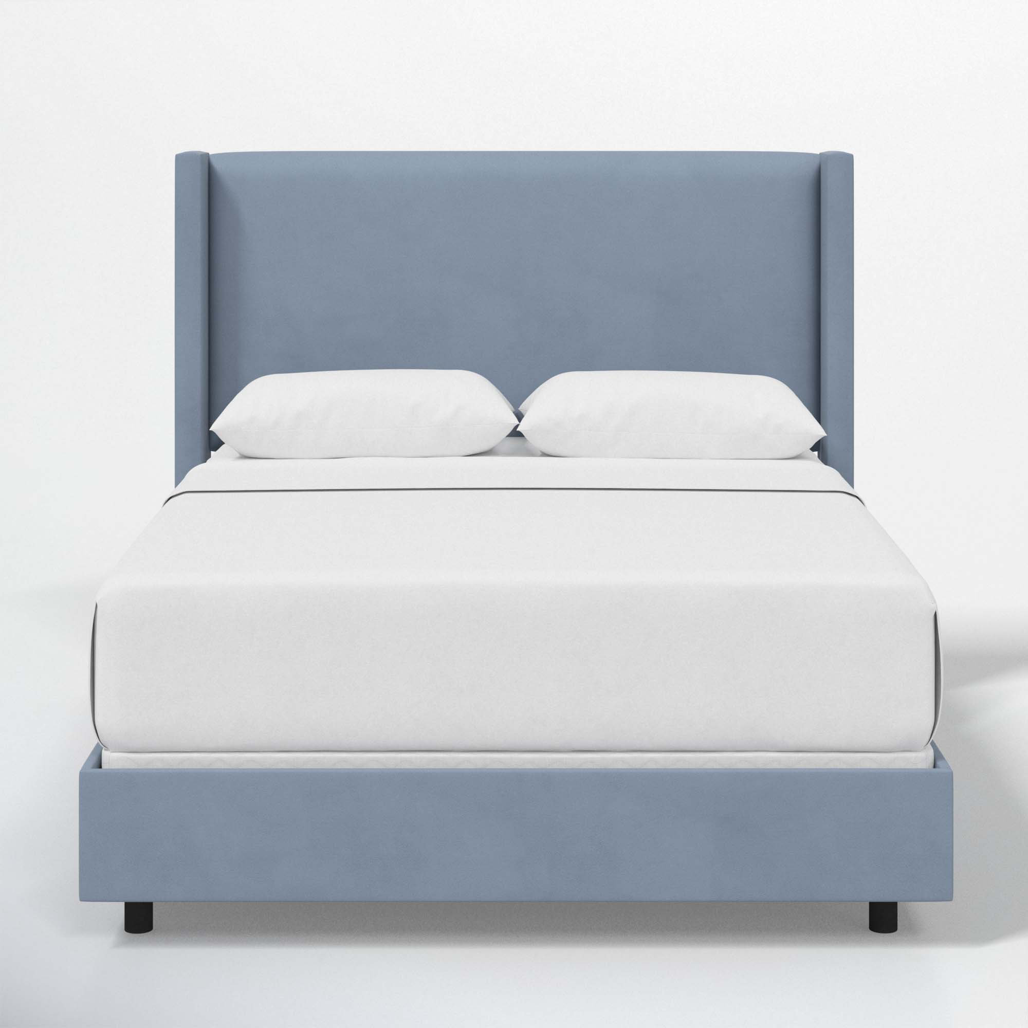 Hanson Upholstered Wingback Bed, Classic Ocean Velvet, California King