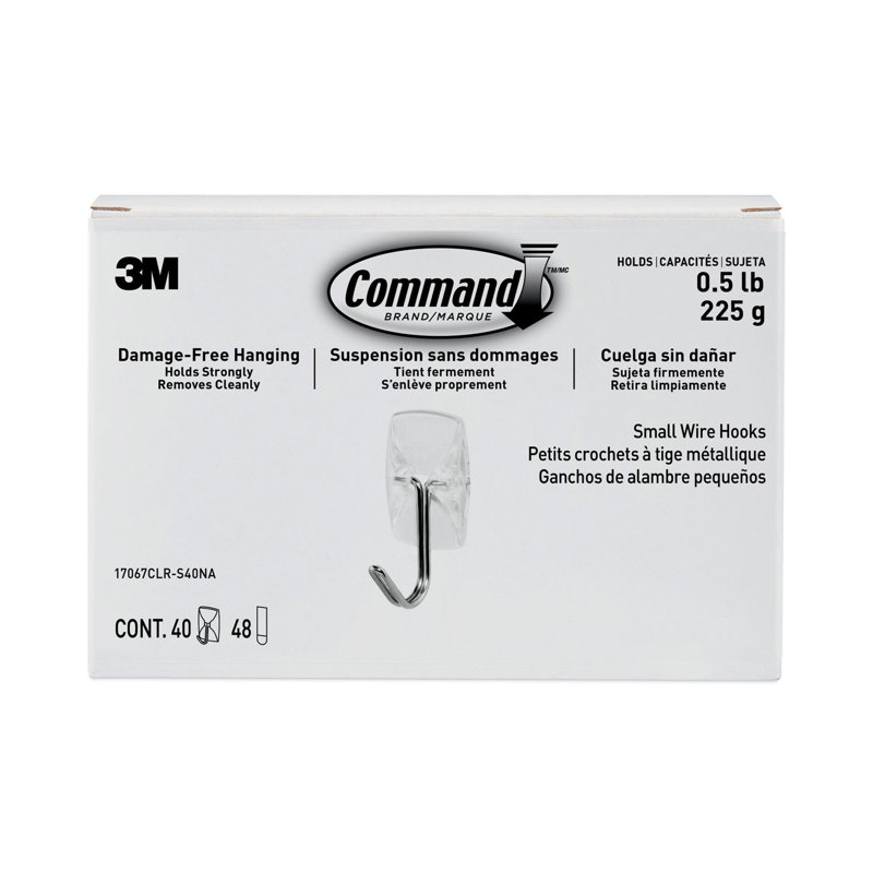 Command Clear Small Wire Hooks with Adhesive Strips, 40 Pack