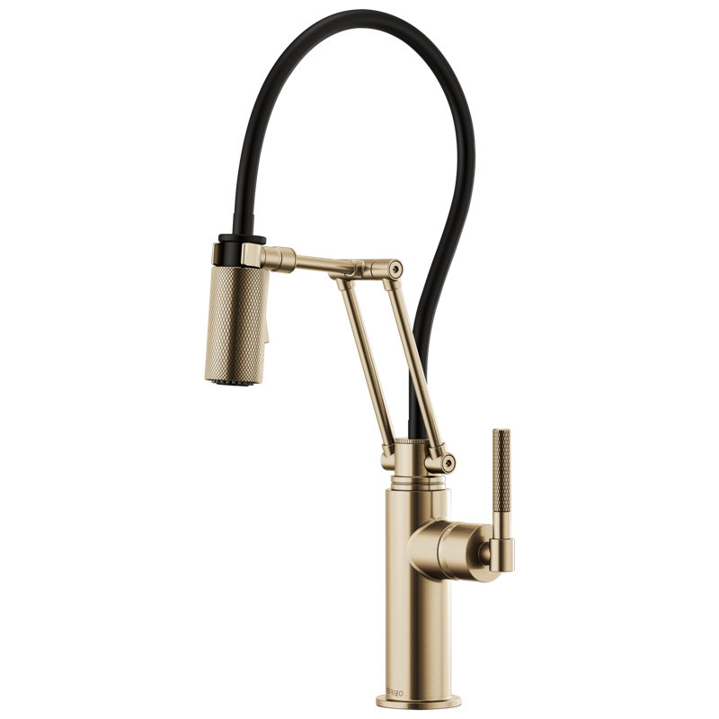 Litze® Articulating Faucet with Knurled Handle, Luxe Gold