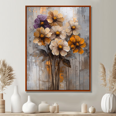 Golden Zinnias, fleurs sauvages, beauté dépliée I - Zinnias, impressions sur toile