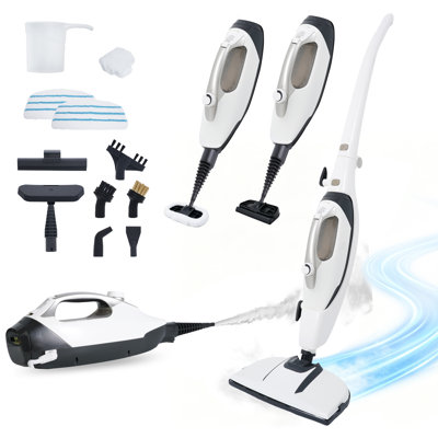 Steam Mop for Hardwood Floors, Foldable Space-Saving Design, 13-in-1 Detachable Handheld Floor Steamer, 20s Quick Heat Electric  steam Mop , 400ml Tank for Tile, Laminate, Grout, Carpet, Furniture & Multi-Surface Home Cleaning
