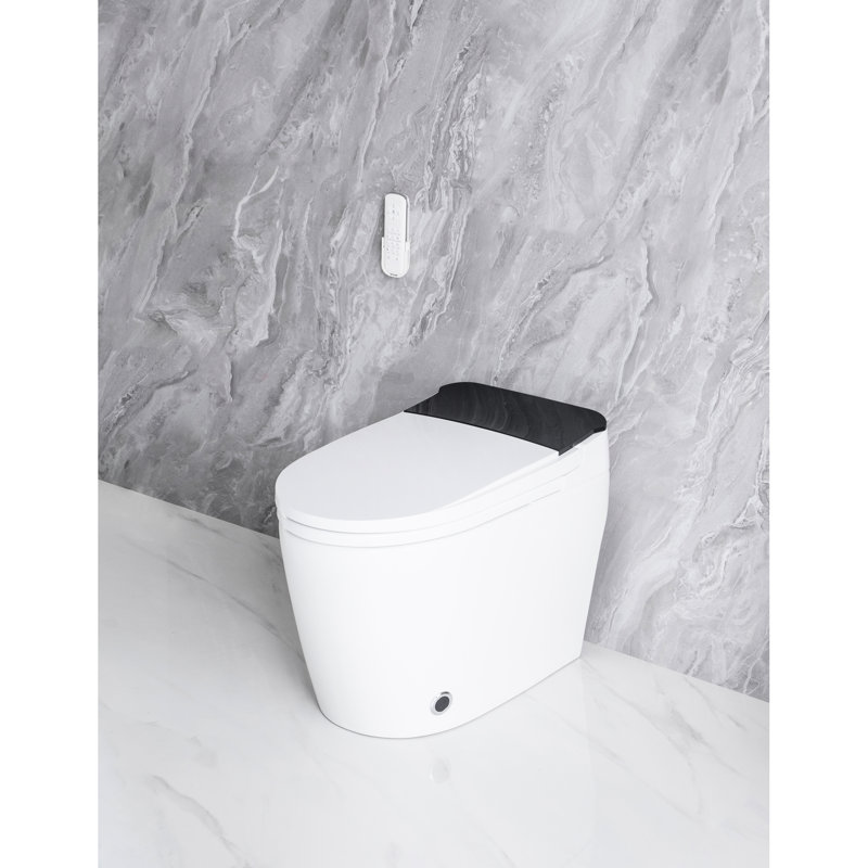 Smart Toilet With Heated Bidet Seat, Auto Flush, Warm Water, Foot Sensor - Bathroom Luxury Feature Air, Side Button