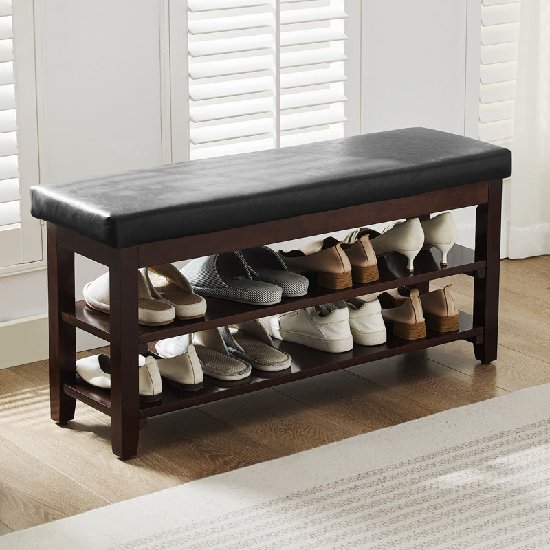 Banc de rangement pour chaussures 40 po, Noir