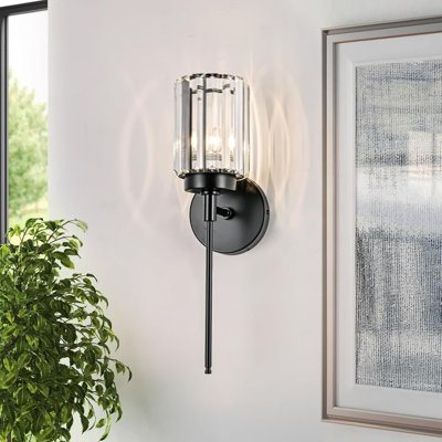 Applique murale moderne en cristal avec abat-jour en cristal K9, luminaire de meuble-lavabo à intensité variable pour salle de bain, chambre à coucher, salon et couloir