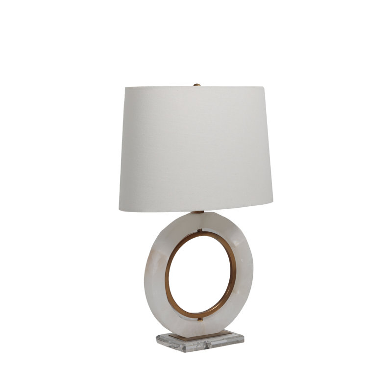 Janelle 26.5" Antique Brass/White/Clear Table Lamp