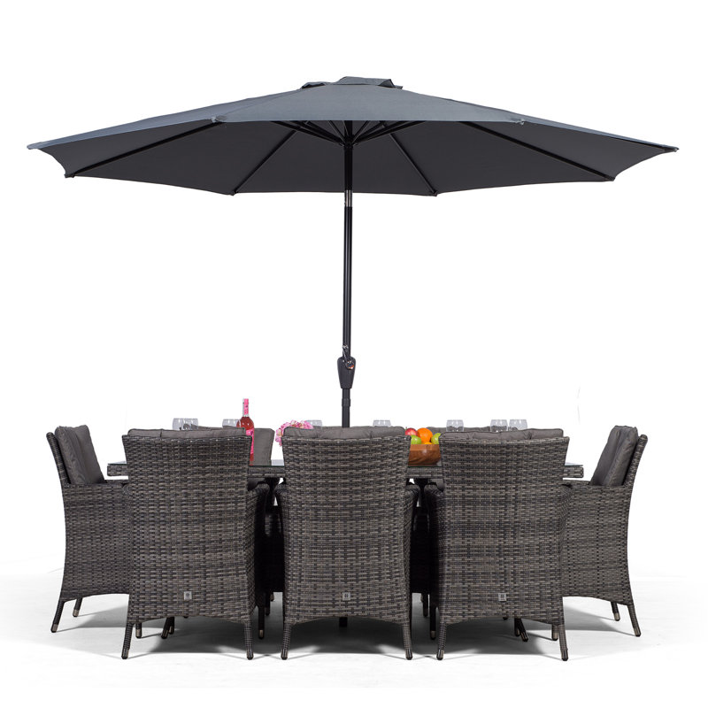 Karcher 8 Seater Dining Set with Cushions and Parasol