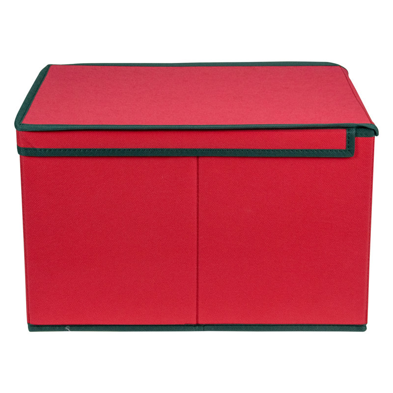 Boîte de rangement de Noël 16 po pliable rouge et verte avec poignée