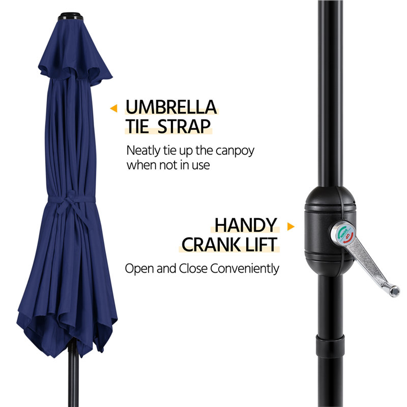 Charlean 226cm Tilt Parasol, Navy Blue