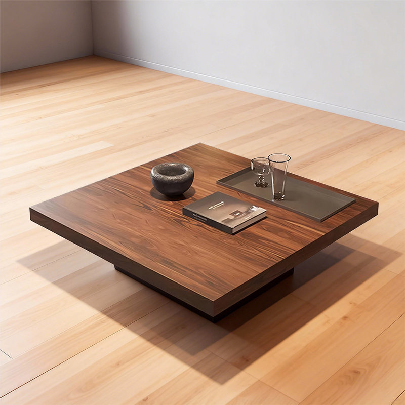 Table basse carrée en bois manufacturé noisette