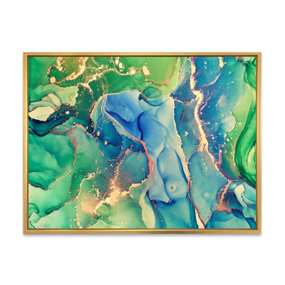 «Blue and Green Abstract Abstract Art II», reproduction sur toile