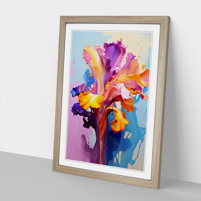 Iris Flower Pop - Framed Print, Oak Framed, 46cm H x 34cm W x 2cm D