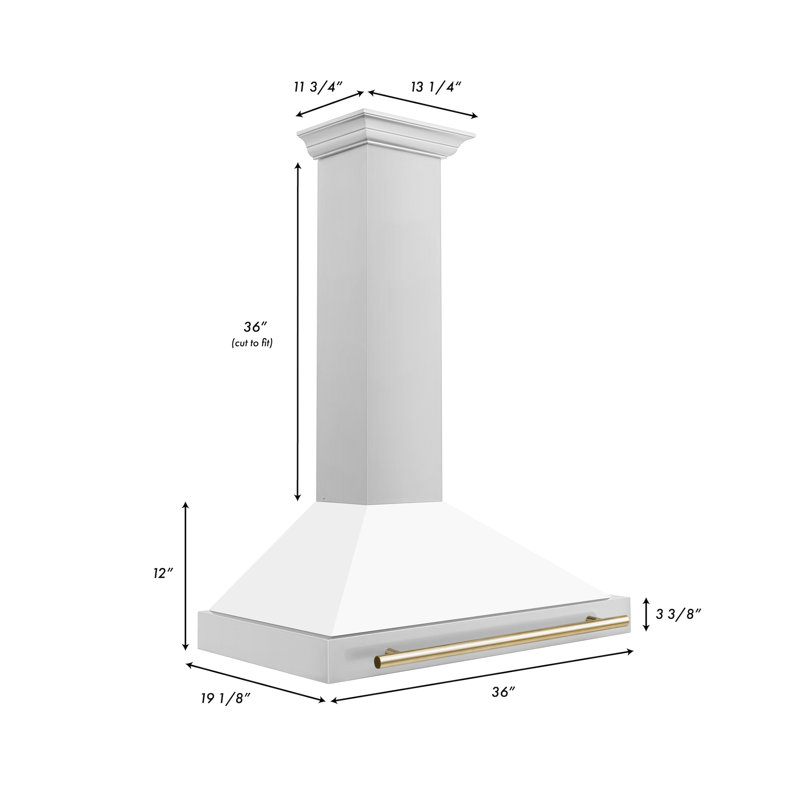 Hotte de cuisine en acier inoxydable 36 po ZLINE, Blanc mat / bronze champagne