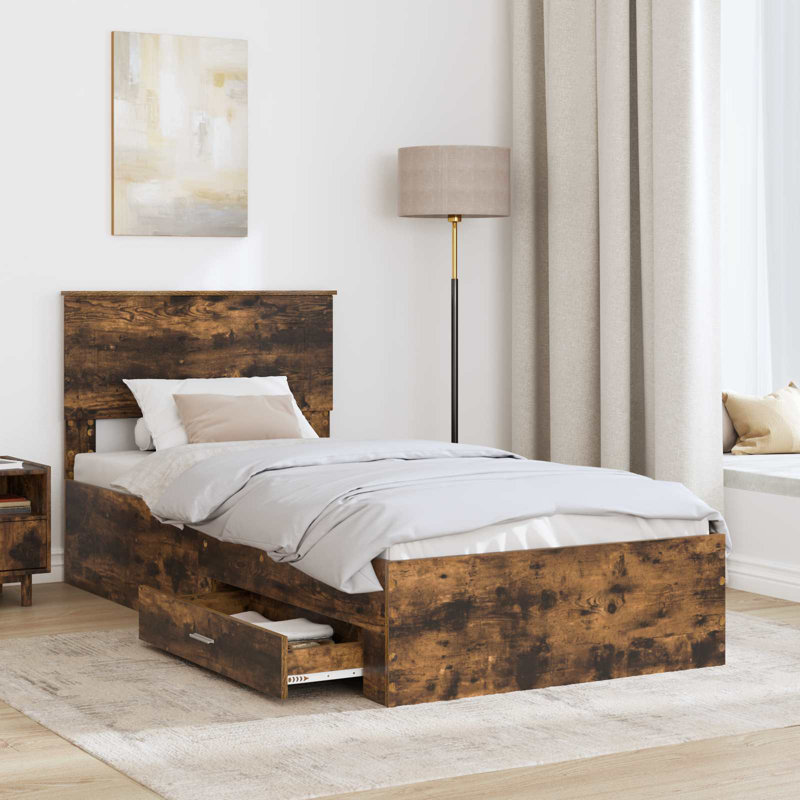 Bed, European Single (90 x 200 cm), Smoked Oak