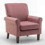 Fauteuil à accoudoirs roulés traditionnel, structure en bois de bouleau massif avec pieds fuselés bruns, chaise rembourrée en mélange de polyester avec siège rembourré de mousse pour le bureau du salon