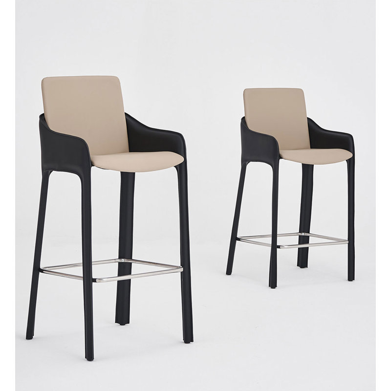 Modern And Simple Saddle Leather Armrest And Backrest Bar Stools