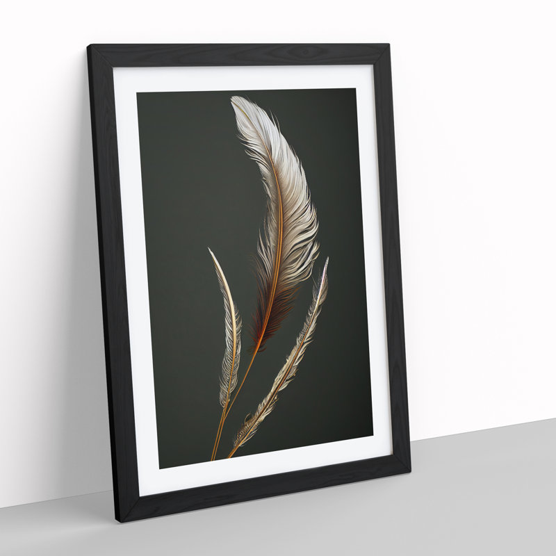 Angel Feathers - Wrapped Canvas Print, 64cm H x 46cm W, Black Framed
