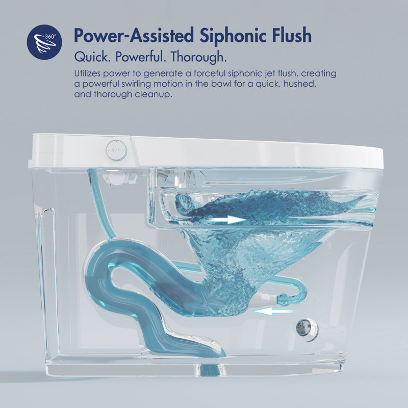 Piedmont Elongated One-Piece Toilet with Heated Seat, Seat & Foot Sensor, Auto & Blackout Flush, Night Light (No Bidet Function)