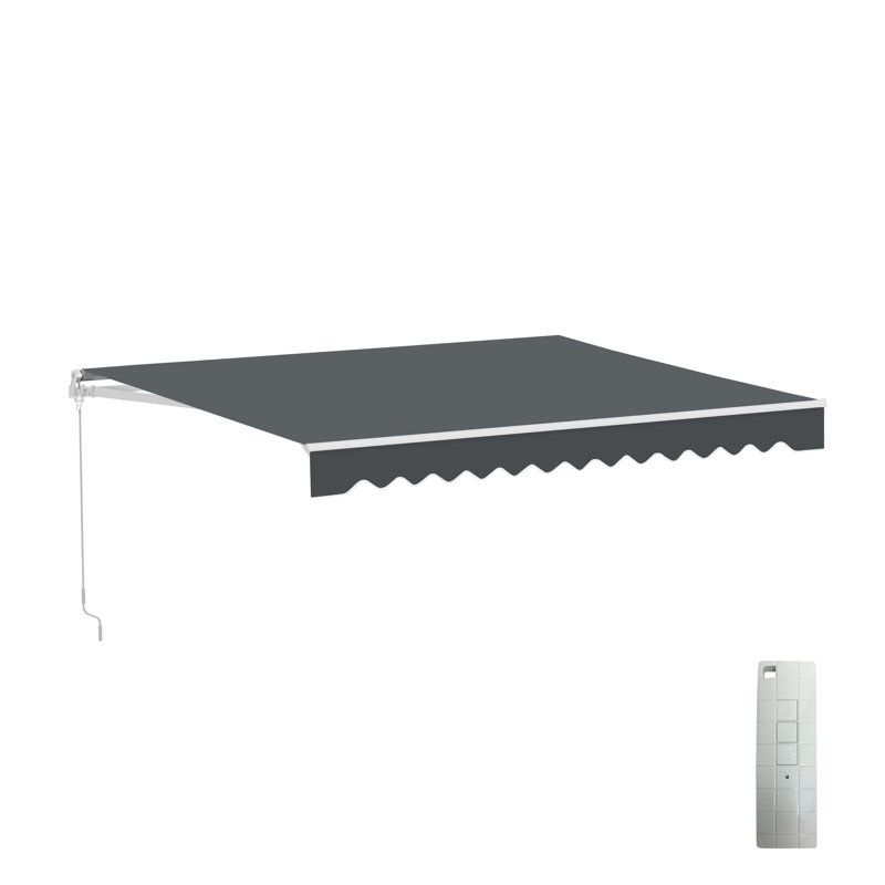 Auvent d'extérieur motorisé rétractable avec structure blanche ALEKO, Gris anthracite, l 12 pi x P 10 pi