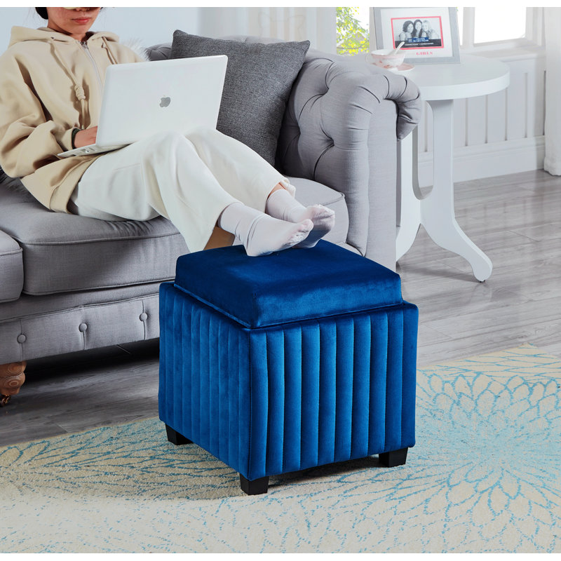 Ekstrom Coffee Table, Navy Blue Velvet