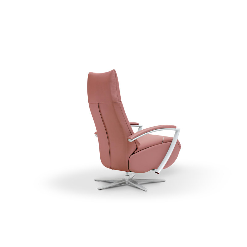 Theodosius 68cm Wide Genuine Leather Swivel, Coral-Pink