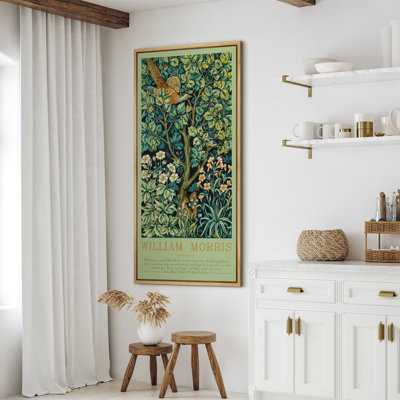 William Morris Tropical Wall Abstract Bird Floral Mid Century Modern Panoramic Boho Wall Art Decor