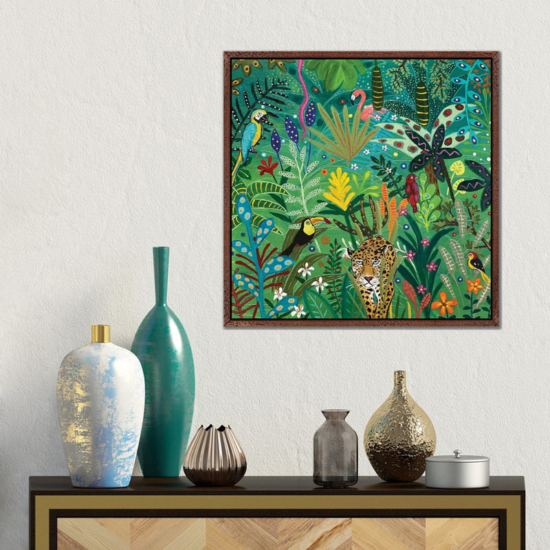 Here Comes The Jaguar by Magali Modoux - Gallery-Wrapped Canvas Giclée on Canvas, Classic Wood Floater Framed