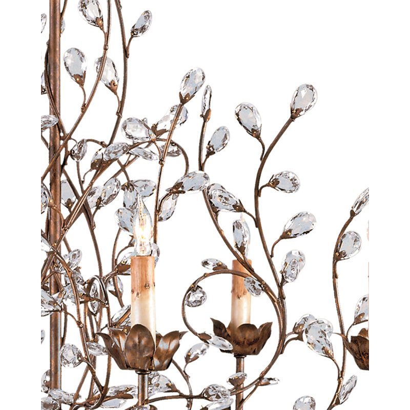 Crystal Bud 8 - Light Chandelier, Silver Granello