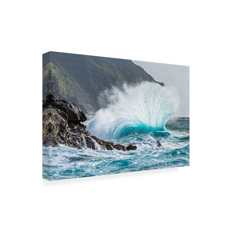 Art mural sur toile tendue - "Turbulent Shore" de Jon Evan pour décoration de salon, de chambre à coucher ou de bureau - 22 x 32