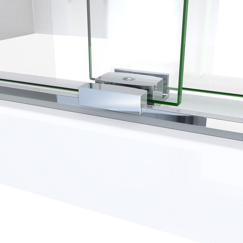 Sapphire-V 56cm W x 62cm H Frameless Tub Door with, Silver/Clear