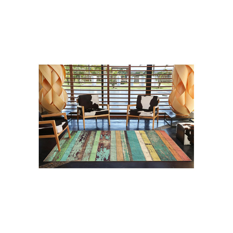Tapis tissé à motif horizontal vert, Tapis de couloir 3 pi 3 po x 6 pi 7 po inclus