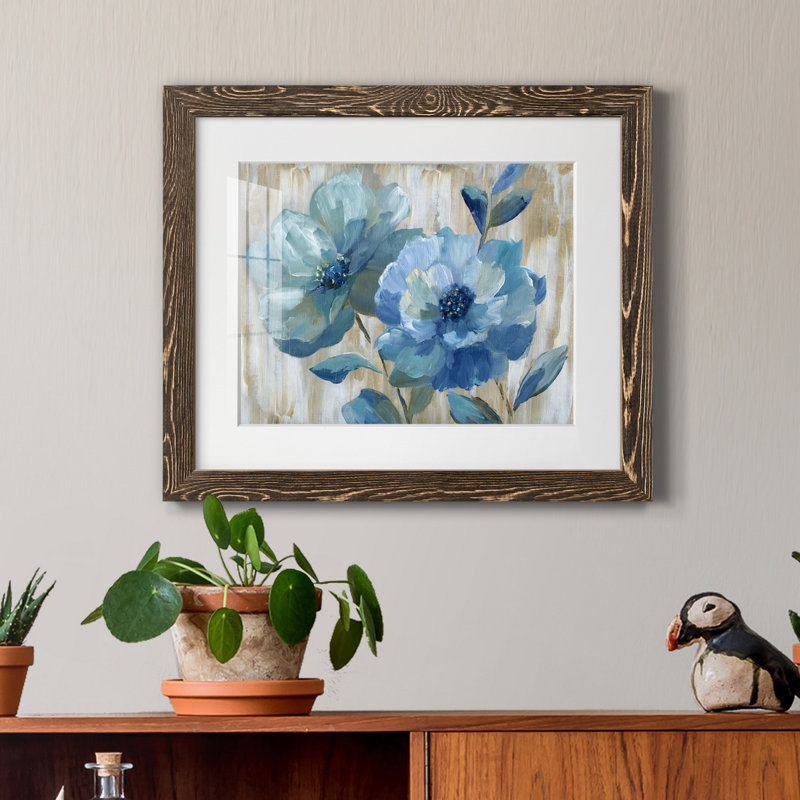 «Blue Duo» par J Paul, reproduction d'art sur papier encadrée, Noyer, H 24 po x l 18 po x P 1,5 po