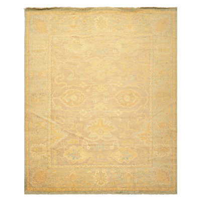 Tapis taupe transitionnel en laine noué à la main 8 pi 1 po x 10 pi Aqua